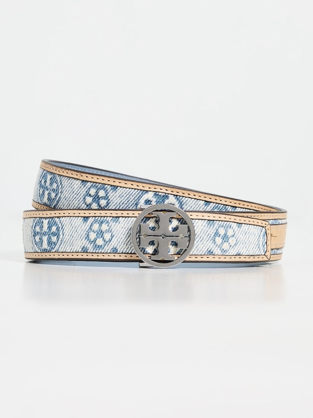 Tory Burch Women's 1" Miller Denim Belt. 100% AUTHENTIC. Reversible. NWT. Gift.